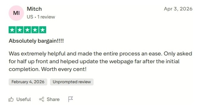Trustpilot review from Mitch — Absolutely bargain!